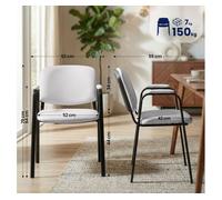 CLP Silla apilable Ken Pro con reposabrazos Acolchados, Silla de Conferencia apilable de Polipiel, Estructura Metalica Negra, hasta 150 kg, Color:Blanco