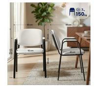 CLP Silla apilable Ken Pro con reposabrazos Acolchados, Silla de Conferencia apilable de Polipiel, Estructura Metalica Negra, hasta 150 kg, Color:Crema