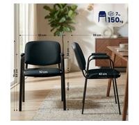 CLP Silla apilable Ken Pro con reposabrazos Acolchados, Silla de Conferencia apilable de Polipiel, Estructura Metalica Negra, hasta 150 kg, Color:Negro