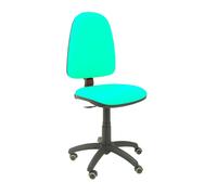 Silla Ayna similpiel verde turquesa ruedas de parqué