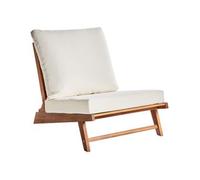 Silla Baja De Madera De Acacia Con Cojines De Asiento Y Respaldo Muebles De Exterior Interior Jardín Madera Clara Y Blanco Micciano