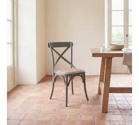 Silla bistró de madera de haya verde y ratán