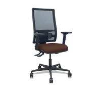 Silla Bormate asincro malla negra asiento bali marrón oscuro brazos 2D ruedas 65mm