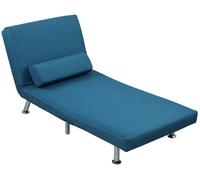 Silla-cama - Sillón-cama - Banco plegable - Respaldo ajustable - Color azul, apariencia de lino