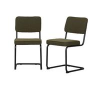 Silla Cantilever De Borreguito Texturizado, Set De 2, Verde