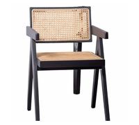 Silla cásica con reposabrazos en rattan natural y madera de fresno - compass