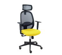 Silla Cilanco negra malla negra asiento bali amarillo brazo regulable cabecero regulable