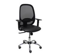 Piqueras y Crespo – Silla Cilanco – malla y asiento similpiel negros, brazo regulable, base cromada