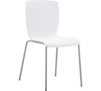 Silla CLP Mio, apilable, con estructura de aluminio y asiento de plástico, color blanco