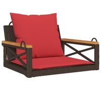Silla colgante con cojín, color marrón, 63x62x40 cm, de polirratán (vidaXL)