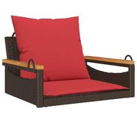 Silla colgante con cojín, color marrón, 63x62x40 cm, de polirratán (vidaXL)