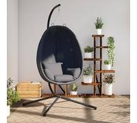 Silla colgante con diseño en forma de huevo, con estructura, color antracita, tapizada en tela y acero. Ideal para interiores y exteriores. Categorías: Hogar y jardín, césped y jardín, jardín y balcón