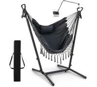 Silla colgante con estructura, silla colgante con altura ajustable, reposacabezas, bolsillo lateral y soporte para teléfono móvil. Silla colgante en forma de U, que ahorra espacio, ideal para salones,