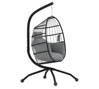 Silla colgante con forma de huevo - Silla colgante - Silla de jardín - Silla para balcón - Acero con recubrimiento en polvo - Cadena ajustable