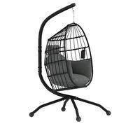 Silla colgante con forma de huevo - Silla colgante - Silla de jardín - Silla para balcón - Acero con revestimiento de pintura en polvo - Cadena ajustable - Color