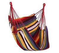 Silla Colgante de Lona con Rayas de Colores, 100x130cm, Columpio Hamaca Portátil Plegable para Jardín y Exteriores