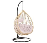 Silla Colgante de ratán Color Natural con Marco de Metal para Interior y Exterior Cesta Arsita