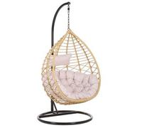 Silla Colgante De Ratán Color Natural Con Marco De Metal Para Interior Y Exterior Cesta Arsita