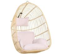 Silla Colgante De Ratán Color Natural Para Interior-exterior Forma De Huevo Estilo Boho Casoli