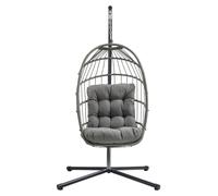 Silla colgante de ratán con forma de huevo - Gris