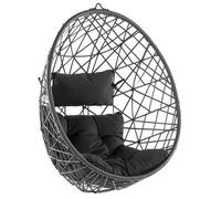 Silla Colgante De Ratán Sin Soporte Negro Columpio Forma De Huevo Mimbre Rústico Boho Alatri