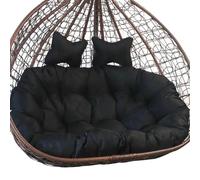 Silla colgante doble de exterior en forma de huevo con cojín grande color negro, reemplazo de hamaca, 150x110 cm