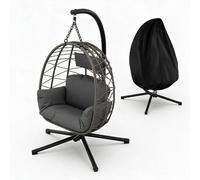 Silla colgante en forma de huevo con estructura – Silla de ratán sintético plegable