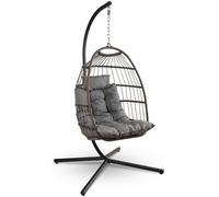 Silla colgante en forma de huevo - Silla mecedora colgante - Silla colgante - Silla colgante con forma de huevo - Gris oscuro - Capacidad de carga: 250 kg