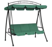 Silla colgante estilo Hollywood, color verde, con dosel, 198 cm, fabricada en tela y acero