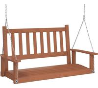 Silla colgante estilo Hollywood, con cadenas de metal, color marrón, fabricada en madera maciza de abeto
