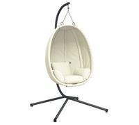 Silla Colgante Huevo Con Soporte Tela Y Acero Beige Vidaxl
