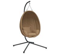 Silla colgante huevo con soporte tela y acero gris taupe