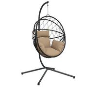 vidaXL Silla colgante huevo con soporte tela y acero gris taupe