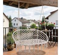 Silla colgante Kailua. Hamaca colgante para 2 personas, estilo bohemio. Silla colgante para jardín, 135 x 129 x 65 cm. Silla colgante tipo cesta, para interior y exterior, con capacidad de hasta 200 k