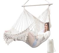 Silla colgante Kocoon con cuerda de algodón suave, de gran tamaño, con estructura de metal plegable, amplio asiento, mesa para interior y exterior, silla de jardín giratoria.