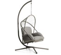 Silla colgante Livadi de acero y cuerda gris paloma.