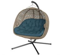 Silla colgante Outsunny, cesta colgante con estructura para dos personas, incluye cojín, cesta plegable