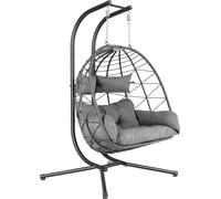 Silla colgante para 2 personas de la marca HinHocker, con estructura, color antracita, tamaño XXL, ideal para uso en interiores y exteriores