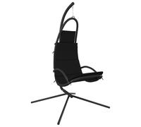 Silla colgante para jardín de vidaXL con cojín, fabricada en tela Oxford negra y acero