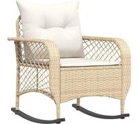 Silla colgante para jardín vidaXL con cojín, color beige, de ratán sintético