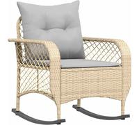 Silla colgante para jardín vidaXL con cojín, color beige, de ratán sintético