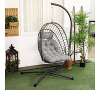 Silla colgante - Silla de jardín - Silla mecedora - Silla hamaca - Gris - Estructura metálica resistente a la intemperie