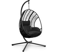 Silla colgante XXL en forma de huevo – Silla colgante con estructura – Para interior y exterior – Incluye cojines y funda protectora – Silla tipo huevo