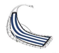 Silla columpio de jardín de tela de repuesto con diseño de rayas para sillas colgantes de textileno, pieza de reparación de muebles de patio, 64 x 197 x 23 cm (rayas azules)