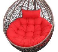 Silla columpio de ratán de gran tamaño para exteriores con cojín rojo para jardín, terraza, hamaca colgante de huevo de mimbre, silla colgante para interiores y exteriores (rojo)
