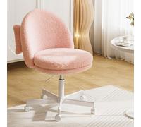 Silla COMHOMA para teletrabajo, silla de maquillaje, silla de escritorio sin reposabrazos, silla giratoria, cómoda silla de oficina con ruedas, color rosa suave y con ajuste de altura