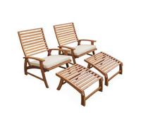 Silla Con Reposapiés De Madera, Set De 2, Teck
