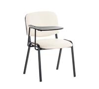 CLP Silla Confidente Ken con Brazo Extensible para Escritura I Silla para Academias con Pala Flexible para Apuntes I Silla de Conferencia Tapiza, Color:Crema