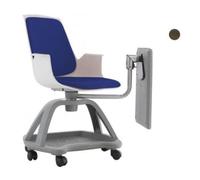 SILLA CONFIDENTE CON RUEDAS Y PALA ESCRITURA DE ROCADA 70X60X50 CM TAPIZADO COLOR GRIS