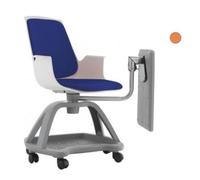 SILLA CONFIDENTE CON RUEDAS Y PALA ESCRITURA DE ROCADA 70X60X50 CM TAPIZADO COLOR NARANJA